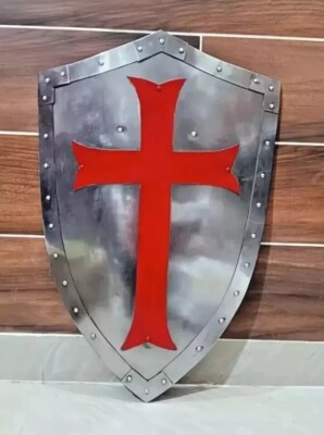 Medieval Red Cross Templar Knight shield Fully Functional Armor Shield 28'' LARP