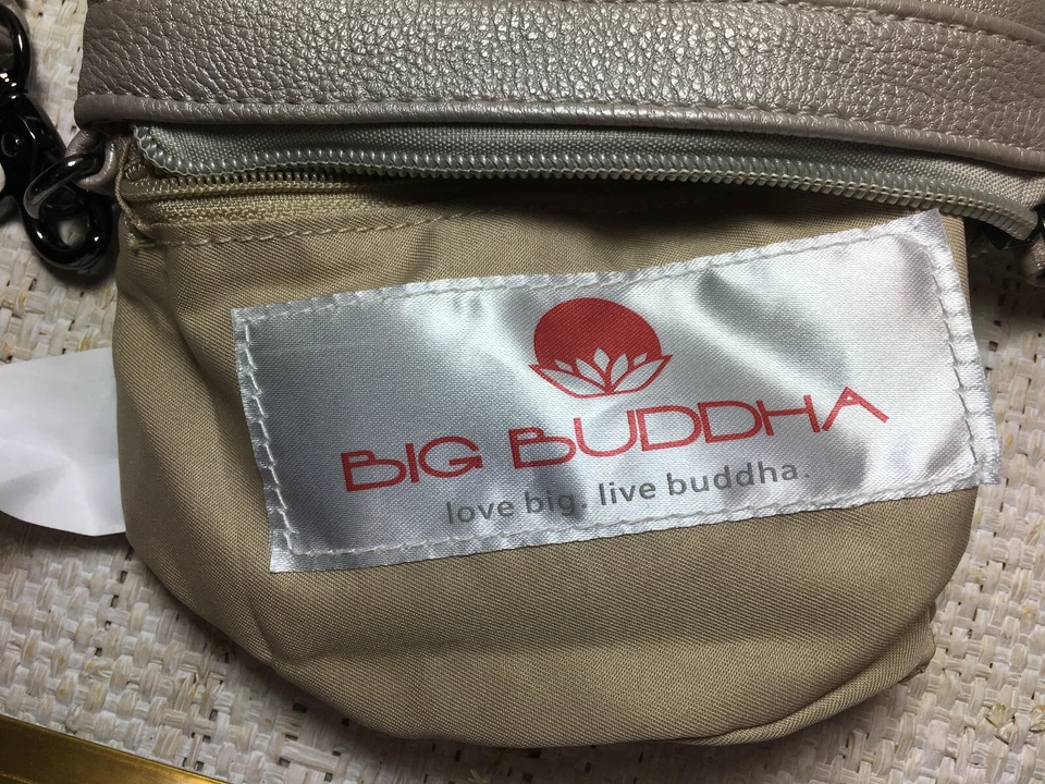 Bolso sin asas Big Buddha punto de llama lentejuelas metálico pequeño con cremallera billetera muñeca Foto 3 de 4