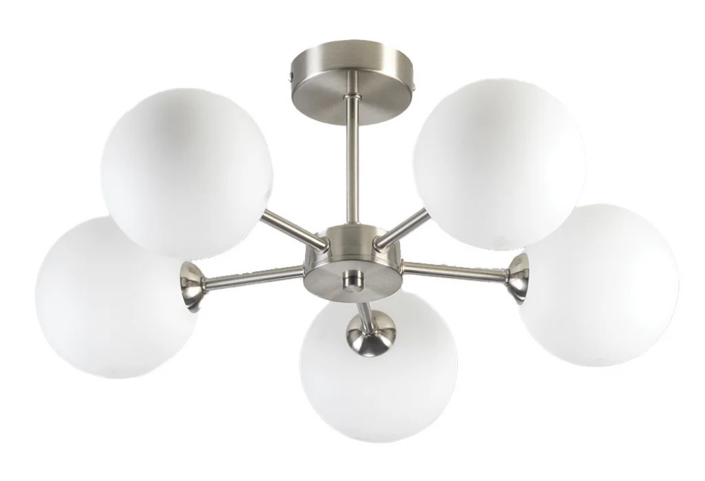 Ceiling Light Silver Flaxton 5 Satin Nickel Oaks Lighting 6102/5 SF SN