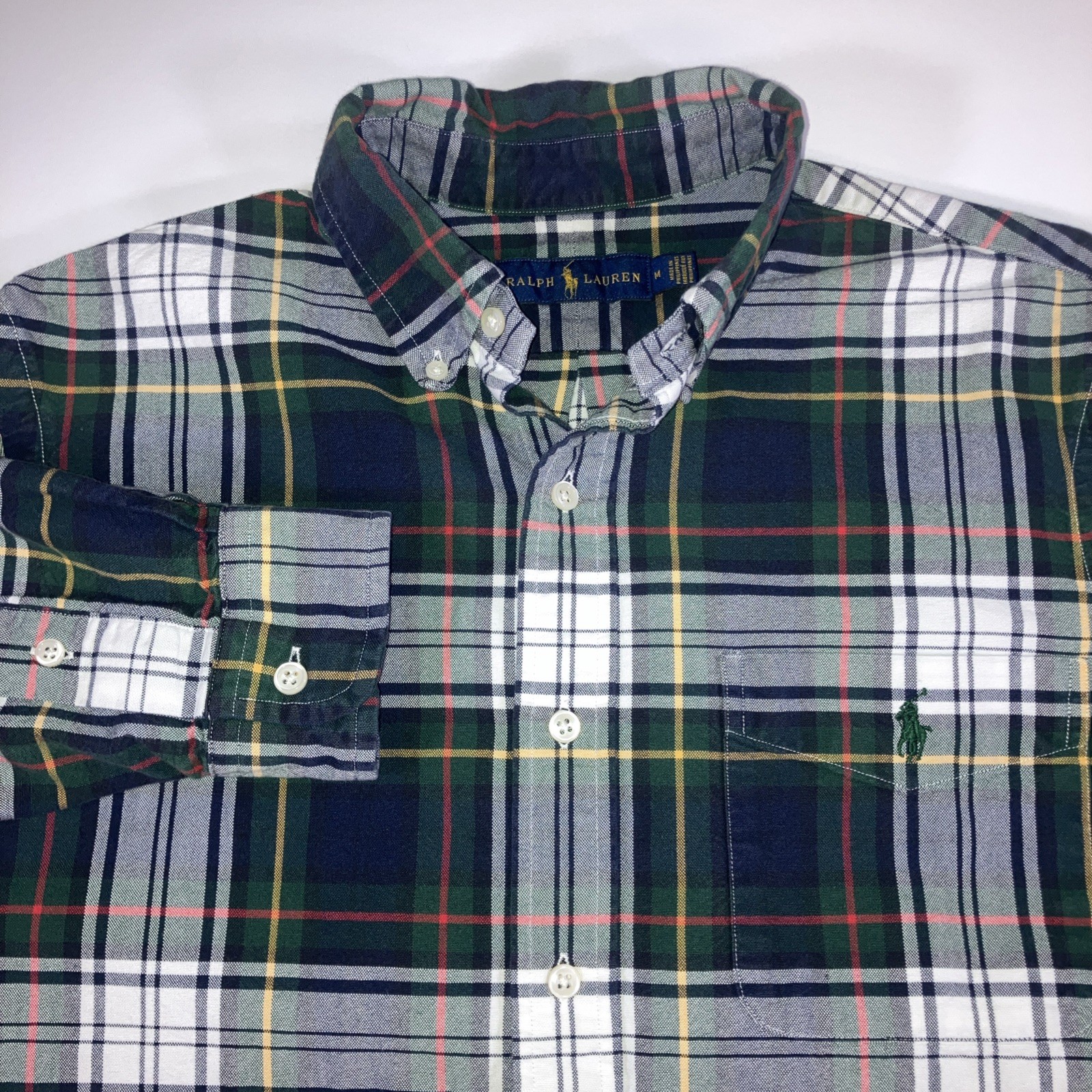 Polo Ralph Lauren Medium Tartan Plaid Button Down Pony Breast Pocket Shirt
