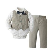 Baby Boys Gentleman Outfits Pants Sets 12-18 Months White grey