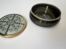 Framecraft Frame craft Green trinket box needlepoint Tapestry lid 3.5x1.5”