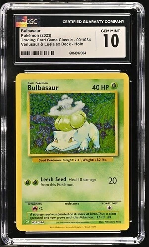 Pokémon Bulbasaur 2023 Trading Card Game Classic 001/034 Holo CGC 10