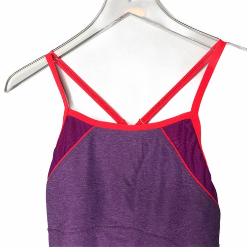 Speedo Heathered Clip Back One Piece Swimsuit Purple 4 - Picture 2 of 11
