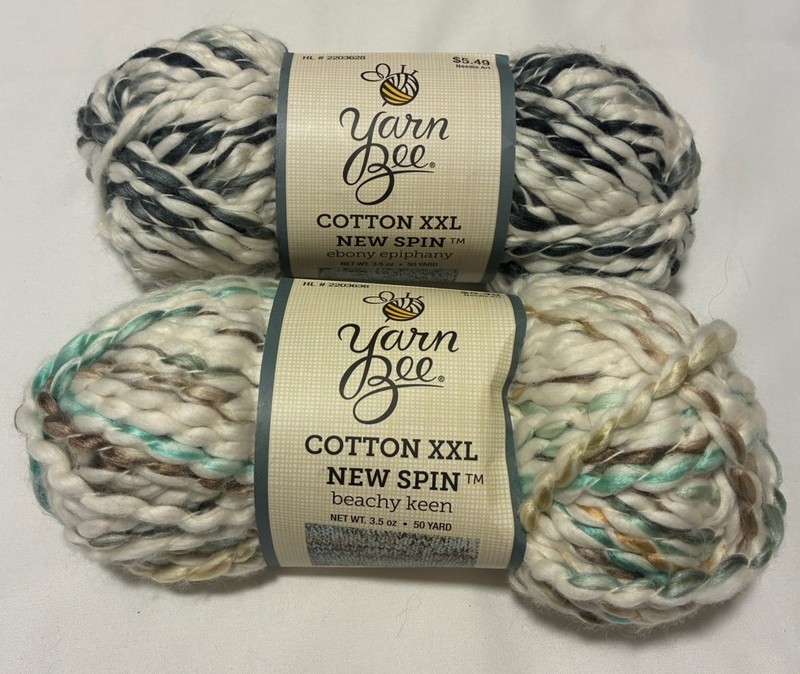 Yarn Bee Cotton XXL Beachy Keen Bulky Chunky Yarn 5 Lot of 2 Skeins Multi-Color 