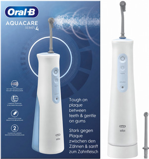 BRAUN Oral B AquaCare 4 Munddusche kabellos OxyJet Technologie weiß/blau