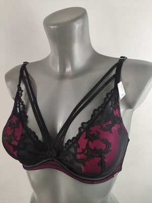 NEU Boux Avenue schwarz dunkelrosa Anoushka Träger Plunge BH Dessous alle Größen