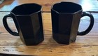 2  Vintage Arcoroc France Black Octagon Mugs — photo 1