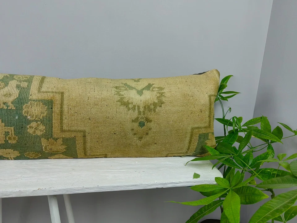 LONG BOLSTER PILLOW TURKISH RUG PILLOW LONG BED PILLOW LONG LUMBAR PILLOW DECOR - Image 4 of 4