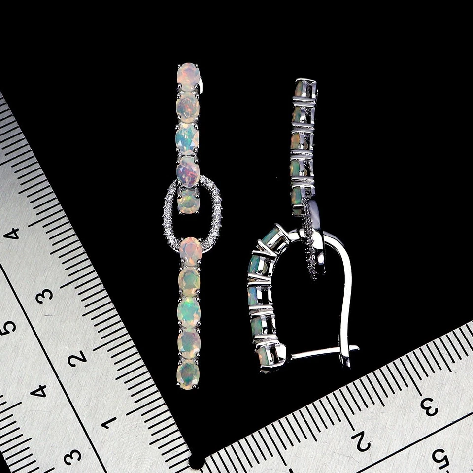 925 Sterling Silver Earrings Oval Fire Opal 4x3mm Natural Gemstone Jewelry - Image 3 of 4