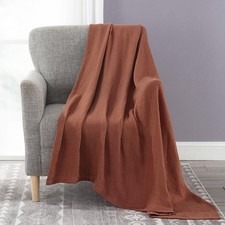 Brussels Belgian Flax Linen Throw Blanket, 50" x 70" - Pre-Washed Super Soft
