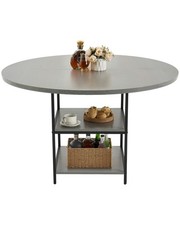 Round Dining Table, 47 inch Wood Table for 4-6 Person, Modern Circle Dinner Furn