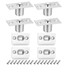 4 Pack Small Closet Ball Catch Door Hardware with Strike Plate & Screw, Silver