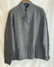 NWT Scott Barber Men's 1/4 Zip Lambswool Mock Neck Pullover Sweater - Gray - XXL
