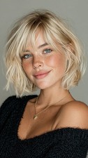 Short Bob Warm Blonde Wig with Bangs Ash Roots Lace Front Wig 100 Human Hair