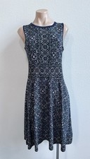 Michael Kors Fit And Flare Dress Black Navy Green Floral Sleeveless M