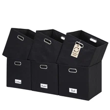 Black Storage Bins, 11 inch Cube Storage Bin with Labels, Felt Baskets (Cube ...