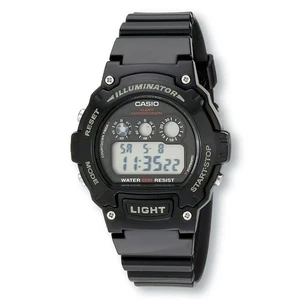 CASIO W214HC-1AV Glossy Resin Digital Sport Watch, Black