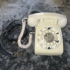 Bell System Property Western Electric Rotary Dial Telephone Desk Phone Beige