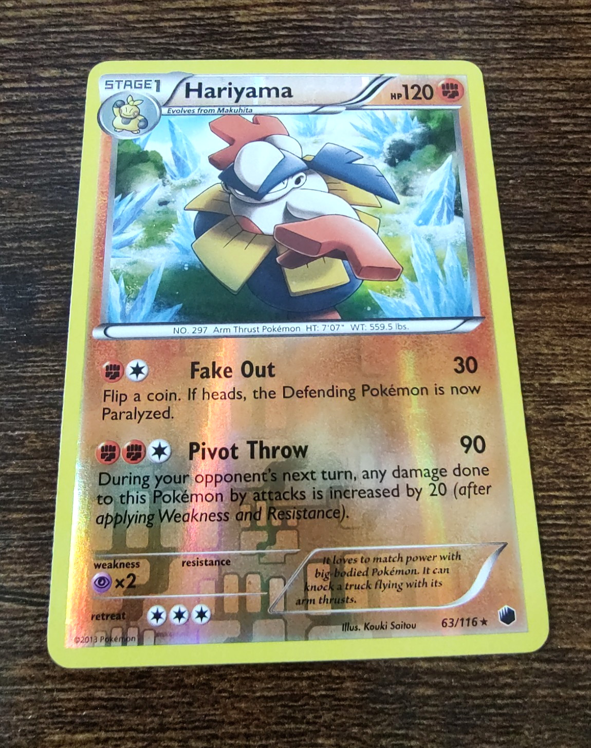 Hariyama 63/116 Plasma Freeze Reverse Holo Pokémon Card NM