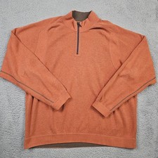 Tommy Bahama Sweater Mens 2XL Orange Heather Reversible 1/4 Zip Pullover