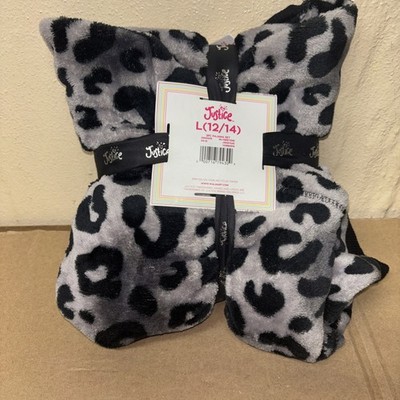 Girls Justice Sleep Pajama 2-Piece Set Size L   Leopard Gray Black Long Sleeve