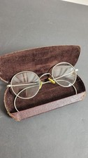 Antique Oval Wire Rim Eyeglasses w/ Original Case   Early 1900s Vintage...