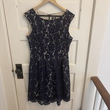 Vince Camuto Blue Floral Lace Cocktail A-Line Dress Cap Sleeve Size 10
