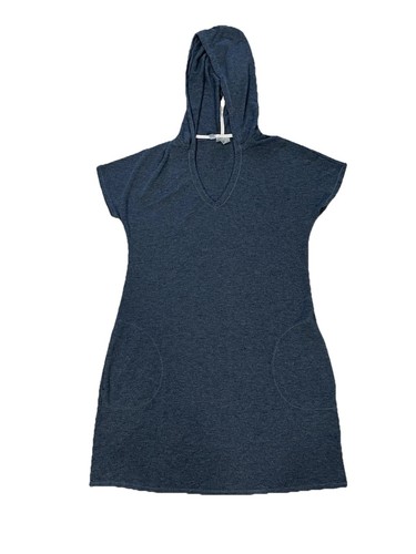 Athleta Gray Hoodie Dress Women’s Size Large Short Sleeve Pockets Performance