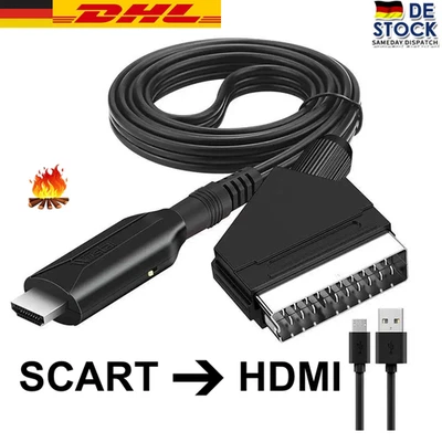 CISIVIS SCART auf zu HDMI Adapter Kabel 1 Meter Konverter Wandler HD Video Audio HD TV ✅