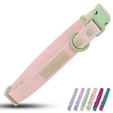 Waterproof Dog Collar with Quick Release Buckle， Cute Adjustable Collar for D...