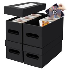 AOBOPLE CD Storage Boxes,4 Pack Cardboard CD Case Storage,CD Case Holder with...