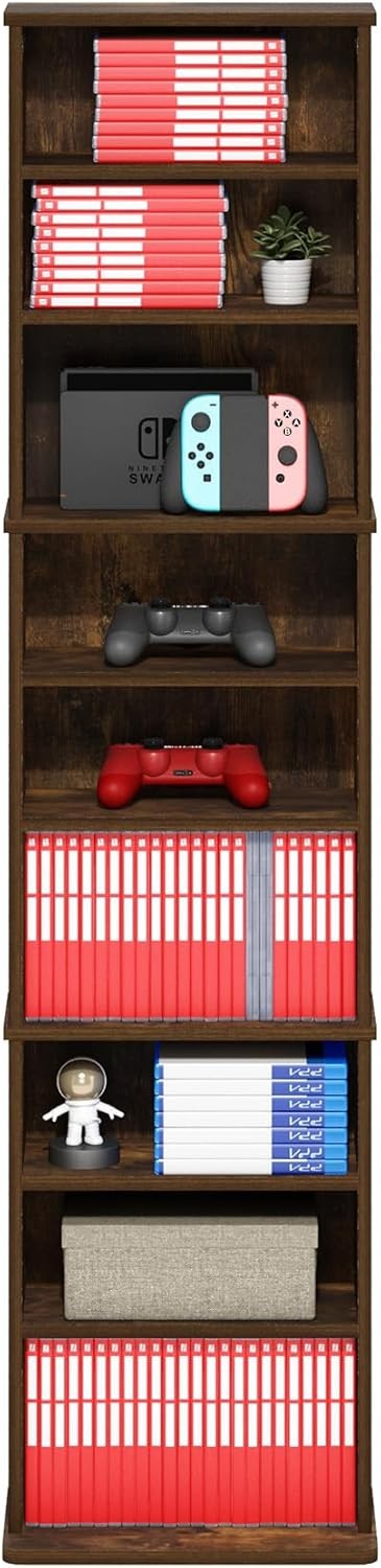 9-Shelf Media Storage Tower Rack Adjustable Shelves DVD CD Organizer