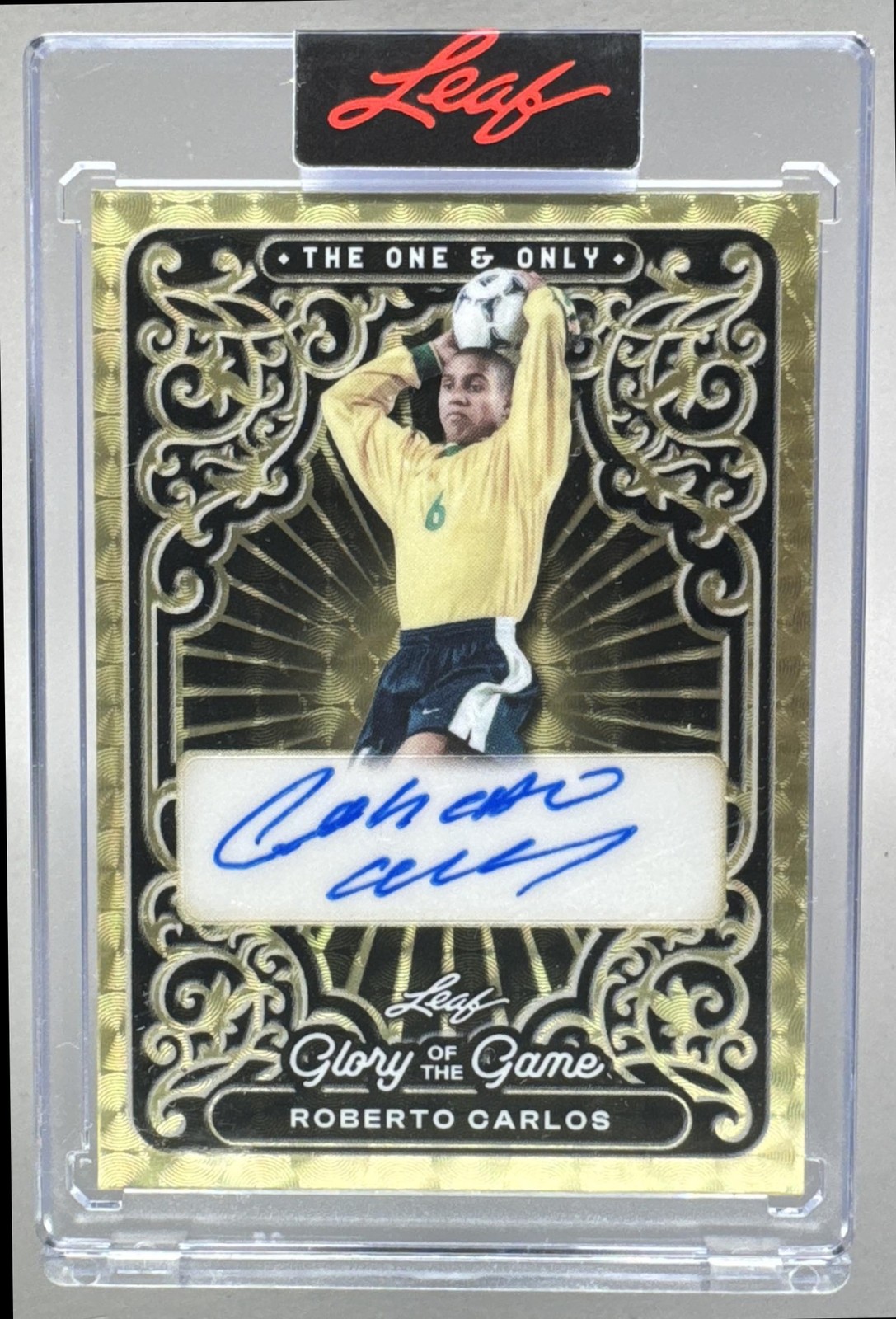 Roberto Carlos 2026 Leaf Glory Game Super Prismatic Gold The One Only Auto 1/1