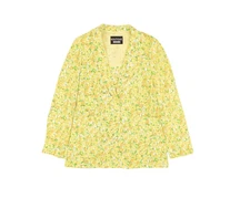 BOUTIQUE MOSCHINO Yellow Lemon Print Silk Blazer Jacket Size 4 New $895