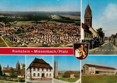 Miesenbach Ramstein-Miesenbach Ortsansichten Hauptstrasse Kirche Fliegeraufnahme