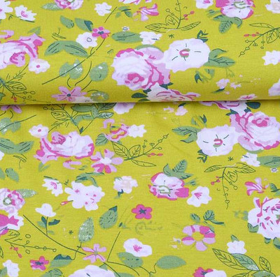 0,5 m Jersey Swafing Viskose Selina Blumen maigrün