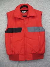 Ossi Skiwear Vest Mens Medium Red Black Gray Reflective Zip Puffer Jacket 90s