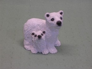 "Stone Critters" #SC136 "PolarBears" Figurine, Made in USA