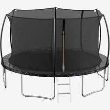 14FT trampoline with double sided black and blue safety pad enclosure net curved