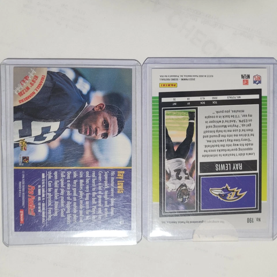 RAY LEWIS signed/auto'd 2022 score auto + fleer rc.  - Image 2 of 3