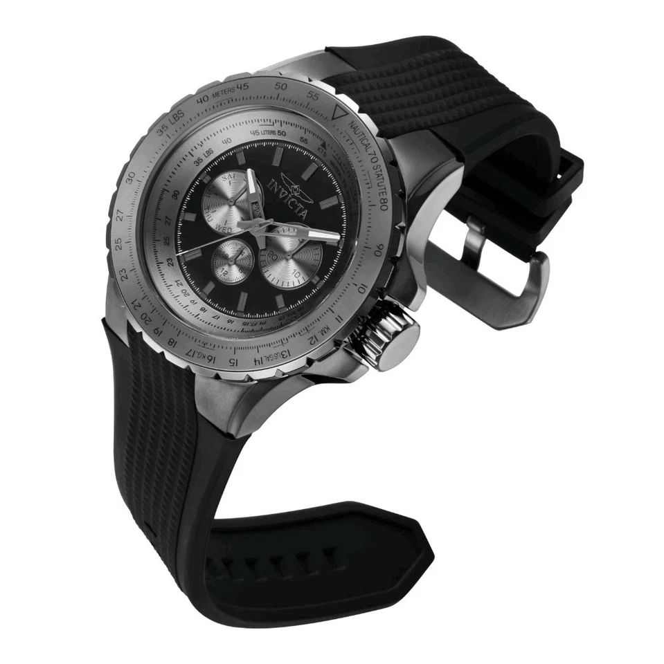 Reloj de silicona Invicta Aviator Skyshock 39271 50 mm cronógrafo esfera negra para hombre Foto 3 de 4