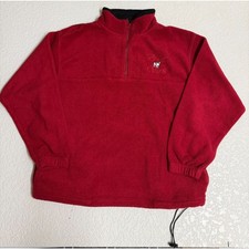 Big Dogs Vintage Fleece Quarter Zip Pullover Red Black Size S