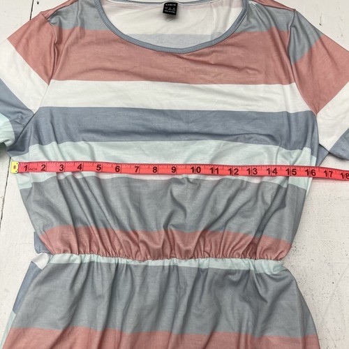 Shein mehrfarbiges kurzärmliges Damenkleid mit geraffter Taille Größe Large NEU - Bild 6 von 6