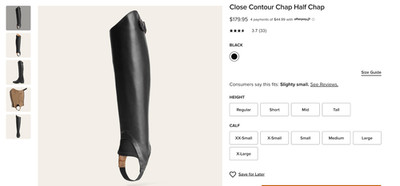 Ariat Close Contour Half Chap - SM Gently Used