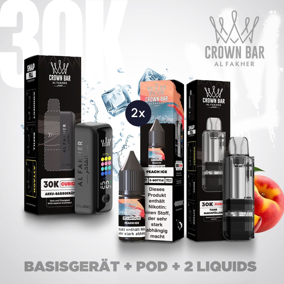Lunge Verklebt Vape Al Fakher 30K Cubic Big Puff E-Zigarette Vape E-Shisha  20mg Nikotin