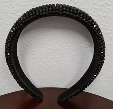 Black Formal Beaded Wedding Prom Crystal Thick Celebrity Luxury Headband