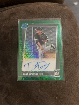Dane Dunning 2021 Optic Green Mojo Rated Rookie Auto #d /99 Rangers White Sox