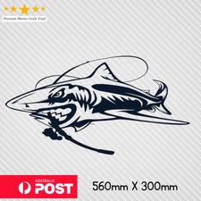 Large Shark with fishing rod Sticker Decal , for boat, Ute ,motorhome 560mm