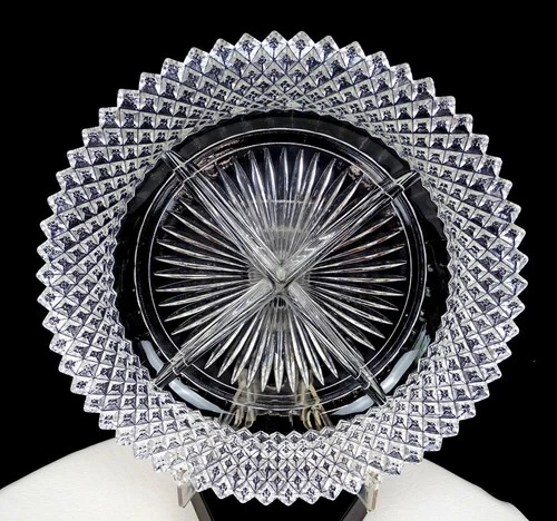 ANCHOR HOCKING MISS AMERICA CLEAR DEPRESSION GLASS 4 PART 8.75" RELISH DISH 1935